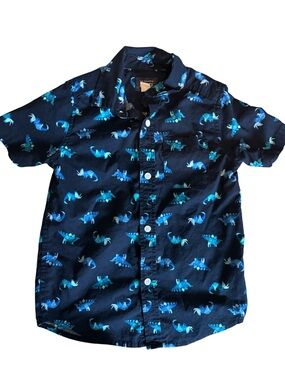 🦖 The Children’s Place Boys Dinosaur Short Sleeve Casual Button Down Shirt